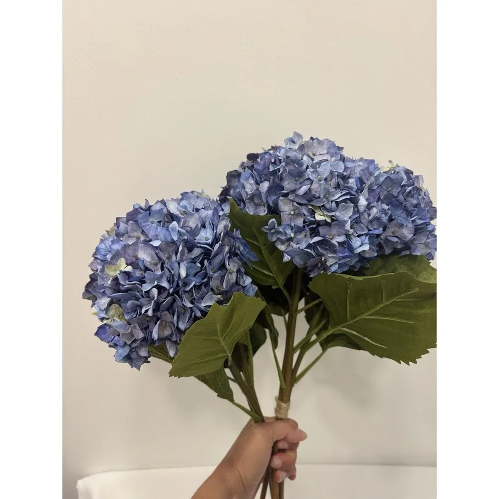 Pottery Barn Faux Blue Hydrangeas Flower Bouquets Set Of 2 Artificial Floral Ste